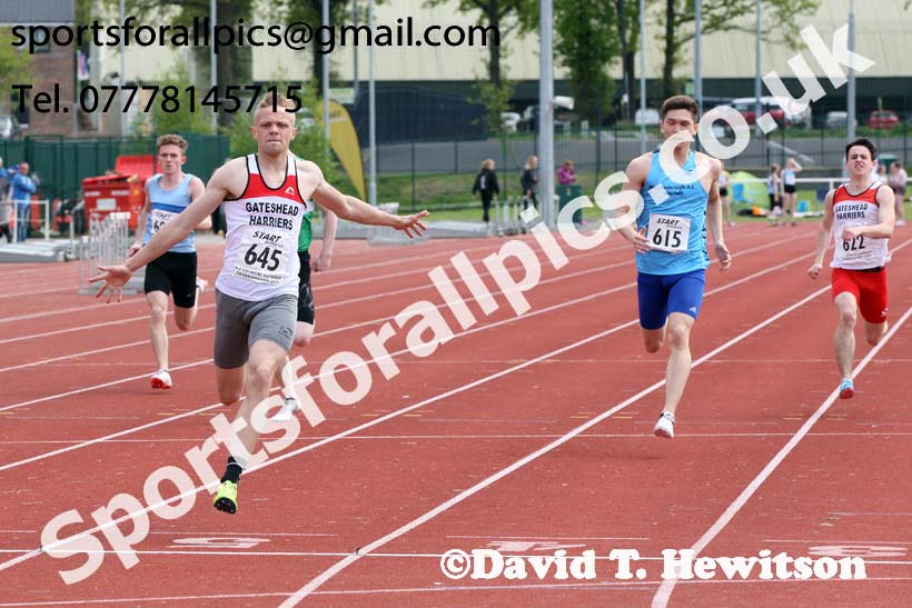 Mens under-20s 200 metres, 2019 North Eastern Track and Field Champs., Middlesbrough. Photo:  David T. Hewitson/Sports for All Pics